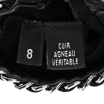 Chanel Lambskin Perforated Chain CC Gloves 8 Black 6 of 7