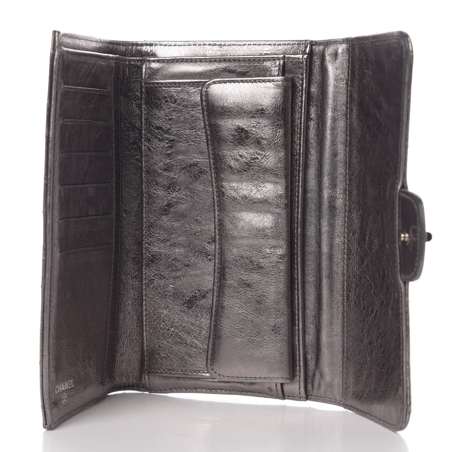 Metallic Aged Calfskin Quilted Reissue Long Flap Wallet