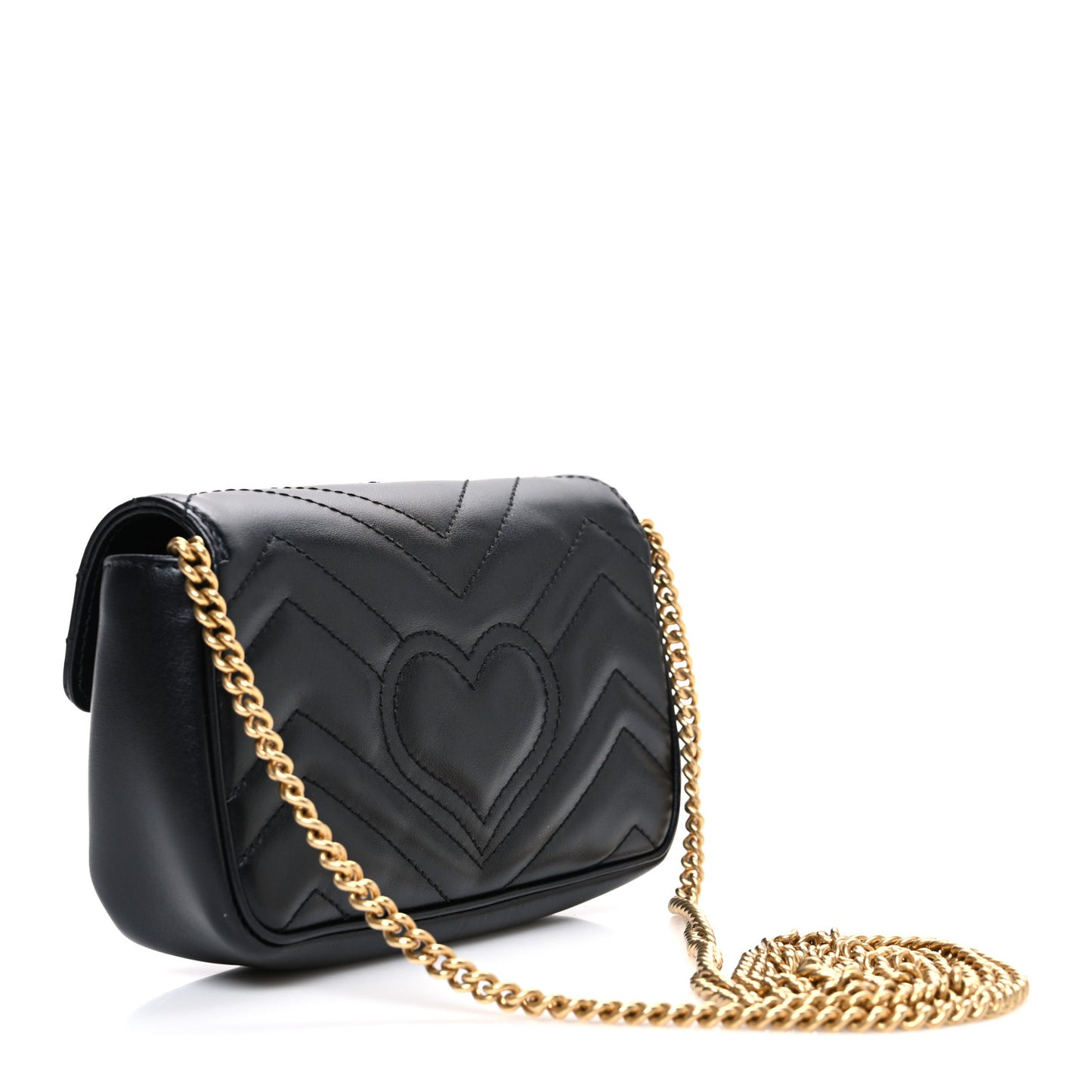 Calfskin Matelasse Super Mini GG Marmont Shoulder Bag Black