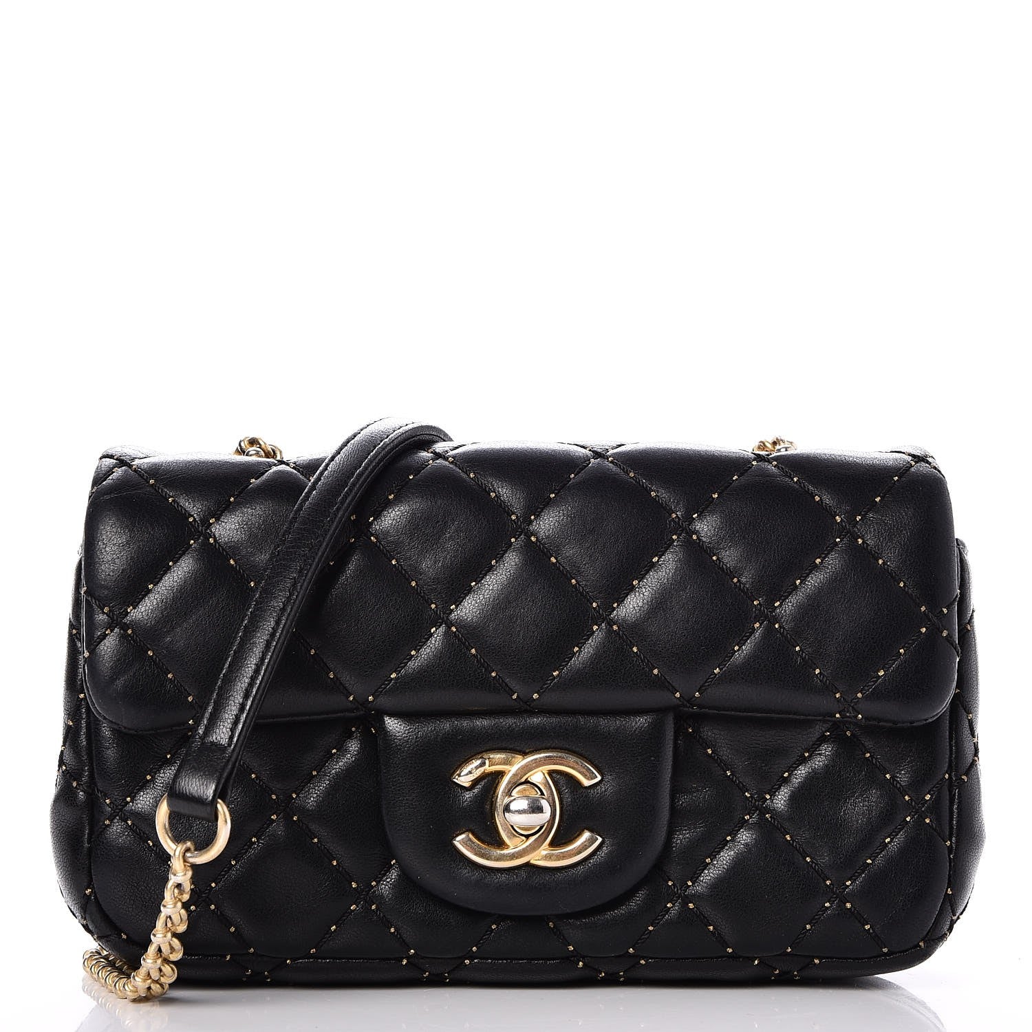 Chanel Lambskin Quilted Extra Mini Studded Flap Black 1 of 8