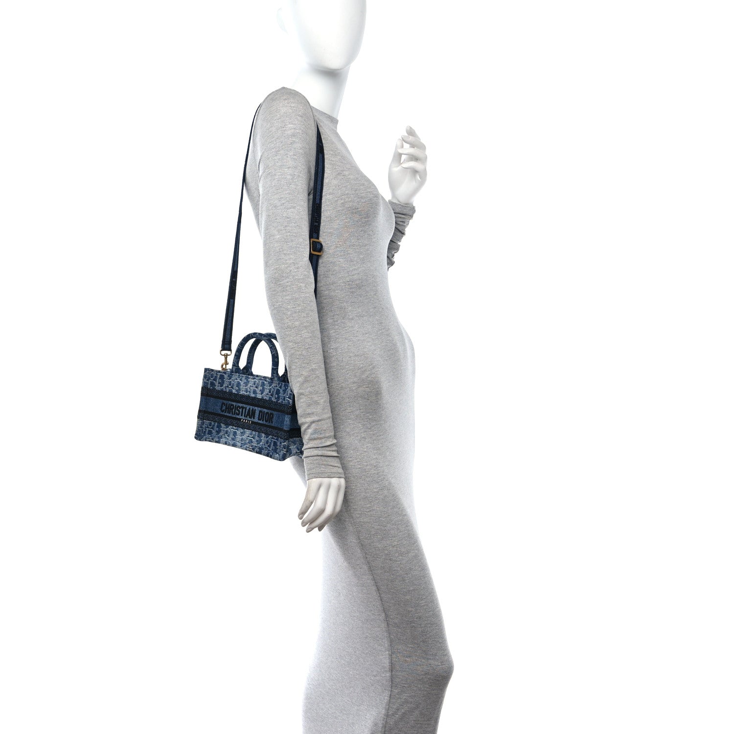 Christian Dior Denim Oblique Mini Book Tote With Strap Blue 2 of 11