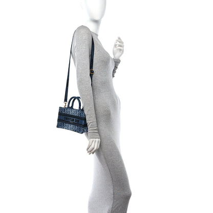 Christian Dior Denim Oblique Mini Book Tote With Strap Blue 2 of 11