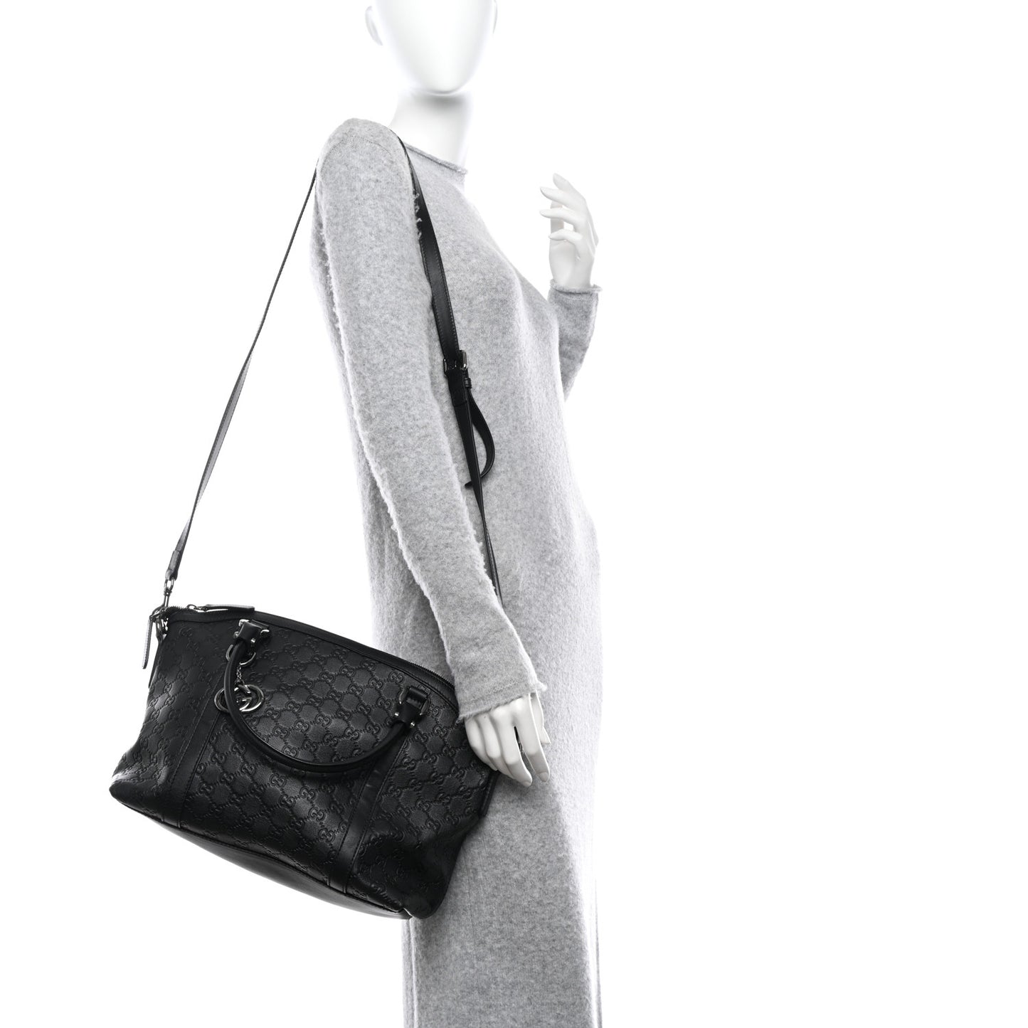 Guccissima Medium GG Charm Dome Satchel Black