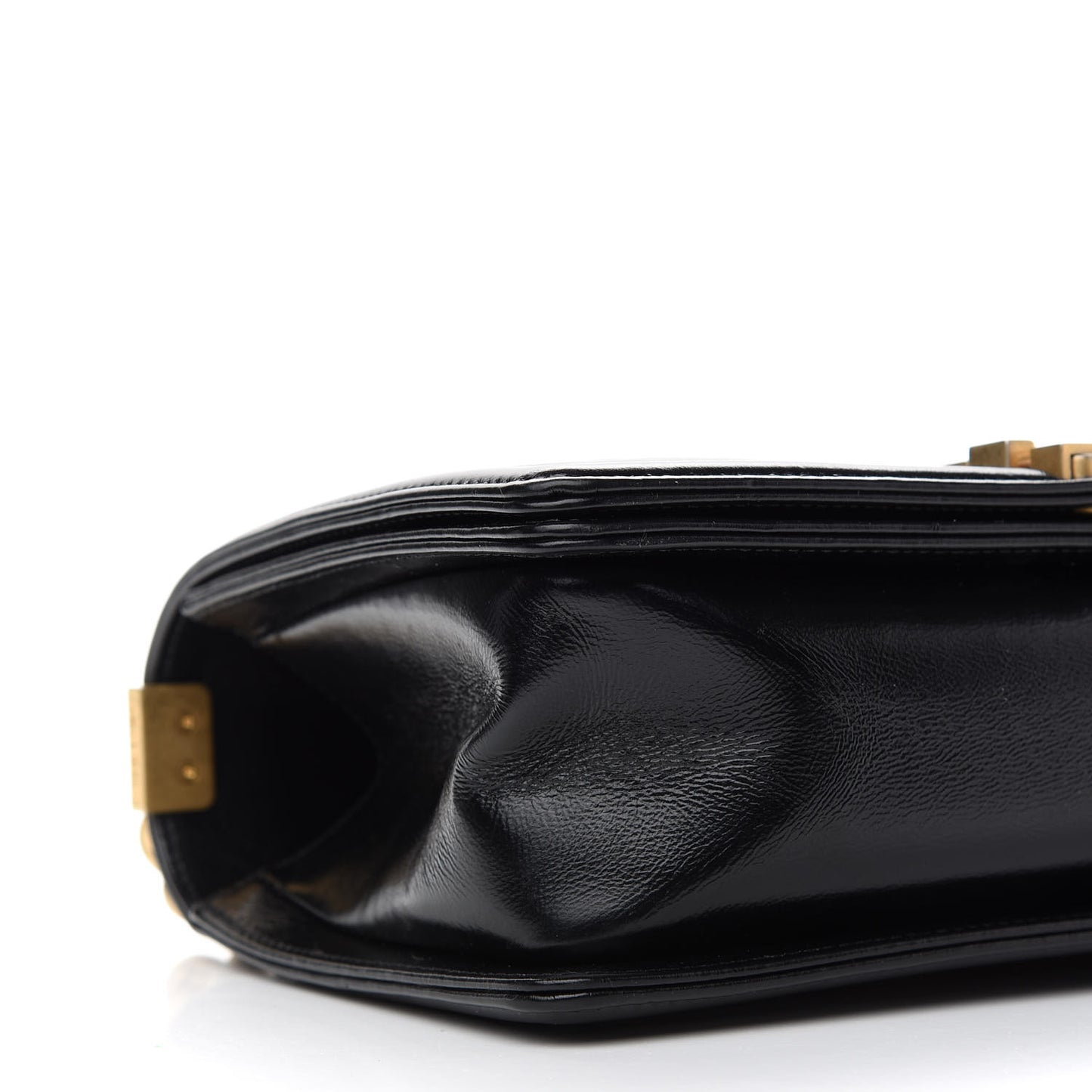 Metallic Glazed Calfskin Medium Boy Flap Black Gold