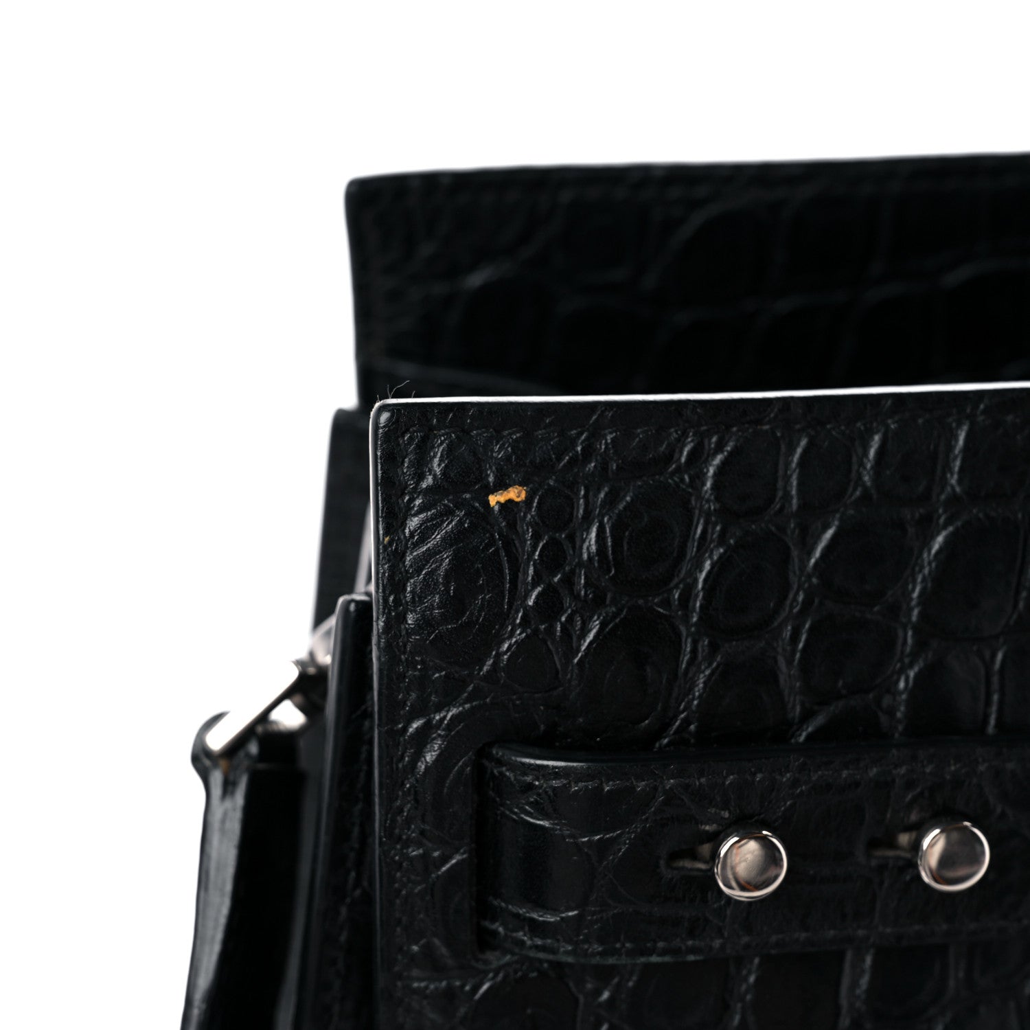 Saint Laurent Calfskin Crocodile Embossed Small Supple Sac de Jour Black 18 of 19
