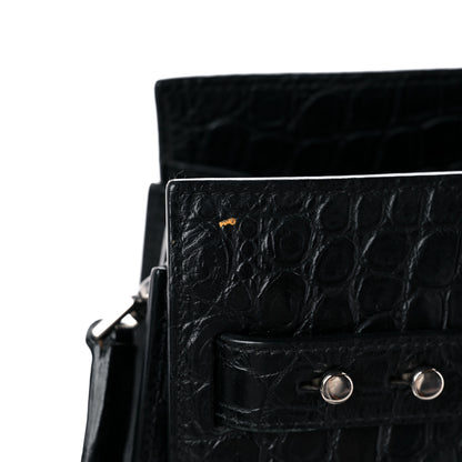 Saint Laurent Calfskin Crocodile Embossed Small Supple Sac de Jour Black 18 of 19