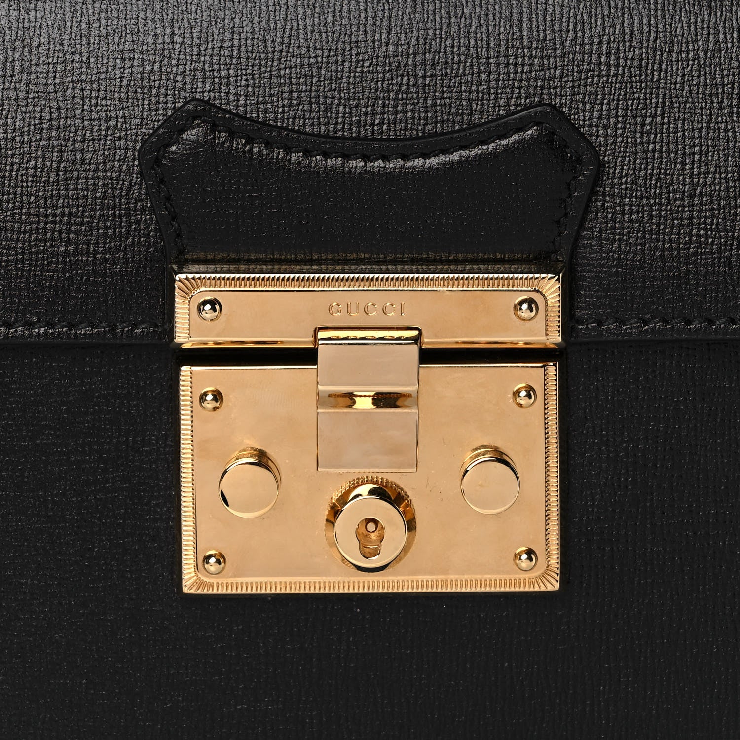 Gucci Calfskin Small Padlock Bamboo Shoulder Bag Black 10 of 11
