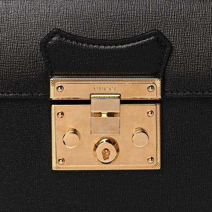Gucci Calfskin Small Padlock Bamboo Shoulder Bag Black 10 of 11