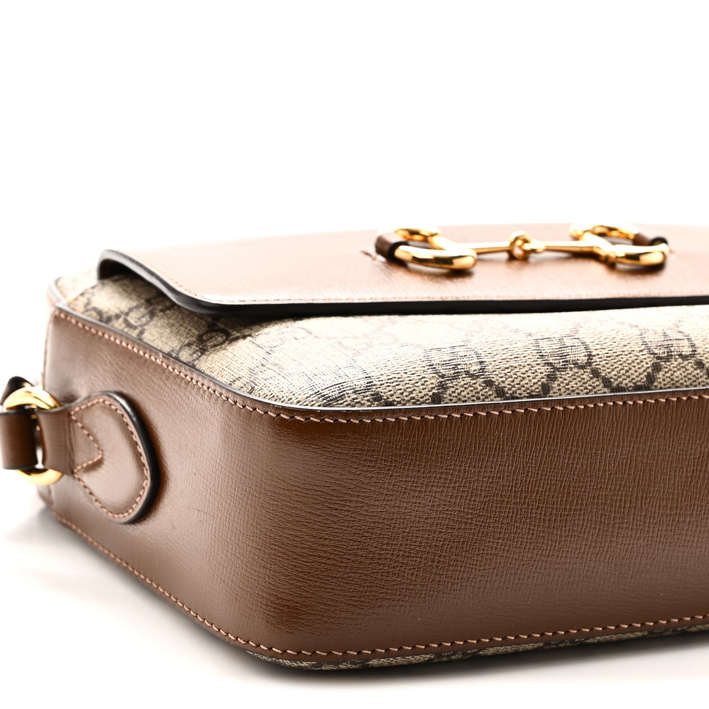 GG Supreme Monogram Small Horsebit 1955 Shoulder Bag Beige Brown Sugar