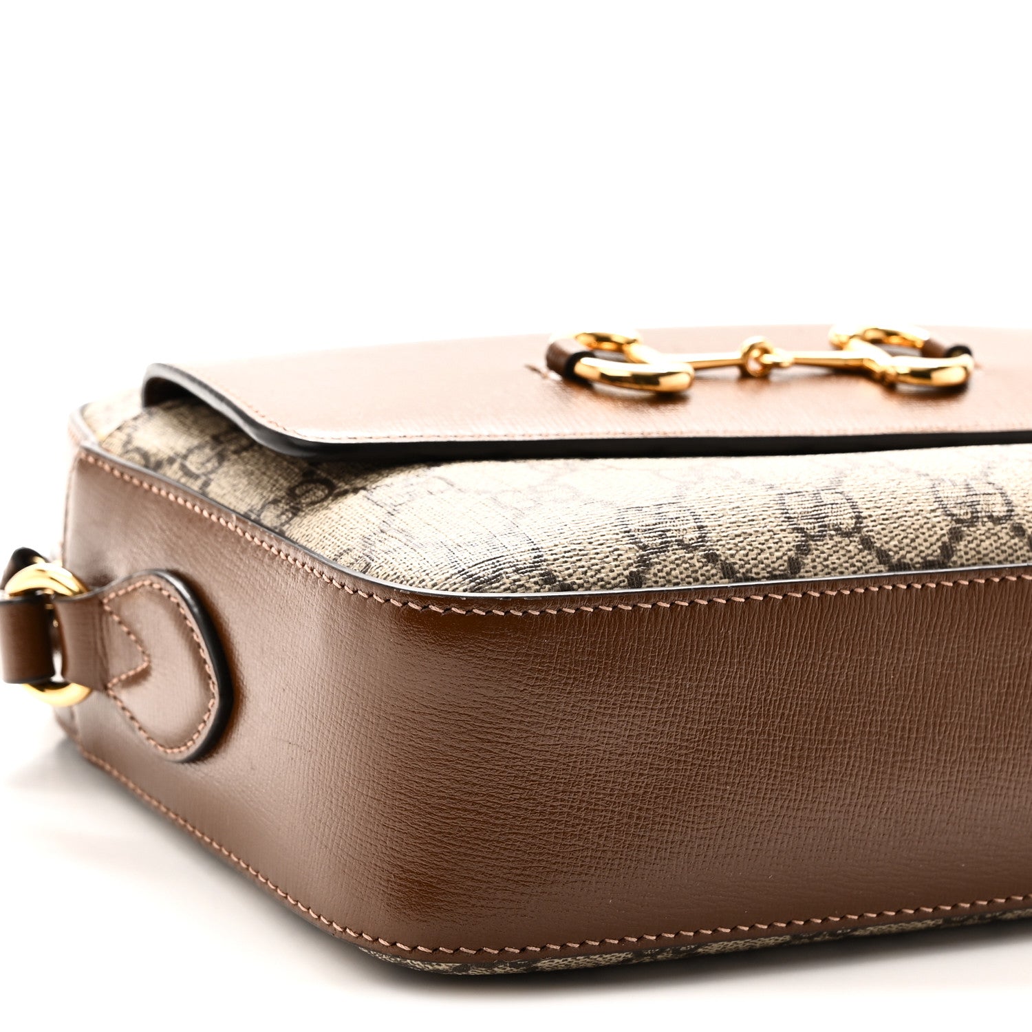Gucci GG Supreme Monogram Small Horsebit 1955 Shoulder Bag Beige Brown Sugar 9 of 10