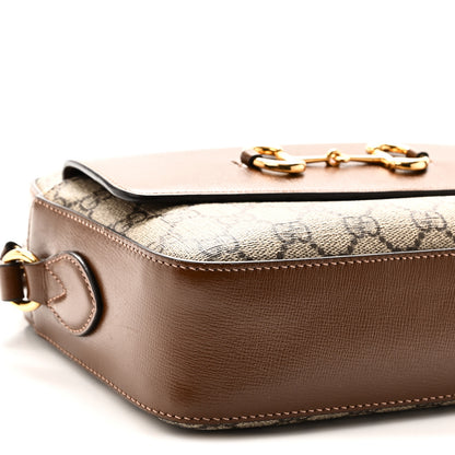 Gucci GG Supreme Monogram Small Horsebit 1955 Shoulder Bag Beige Brown Sugar 9 of 10