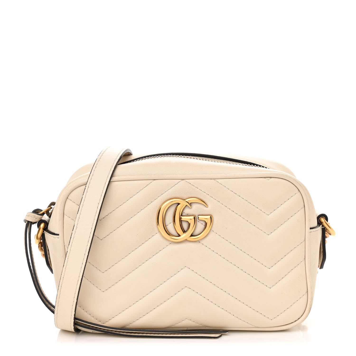 Gucci Calfskin Matelasse Mini GG Marmont Chain Shoulder Bag White 1 of 14