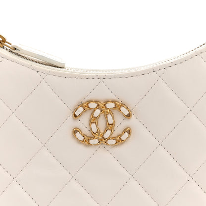 Chanel Crumpled Calfskin Quilted Braided CC Small Hobo White 8 of 11