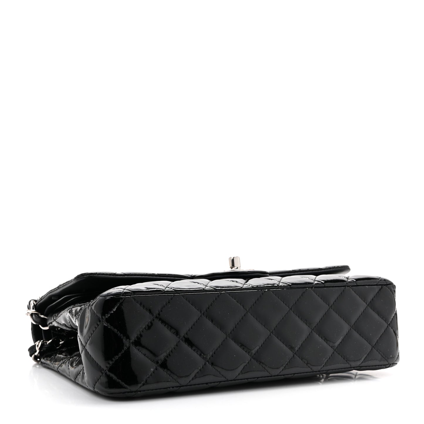 Patent Quilted Medium Double Flap Black