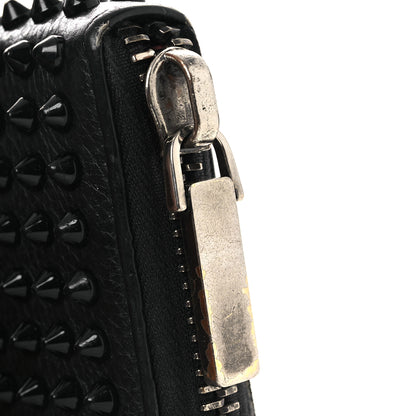 Christian Louboutin Calfskin Panettone Spiked Zip Around Wallet Black 10 of 13