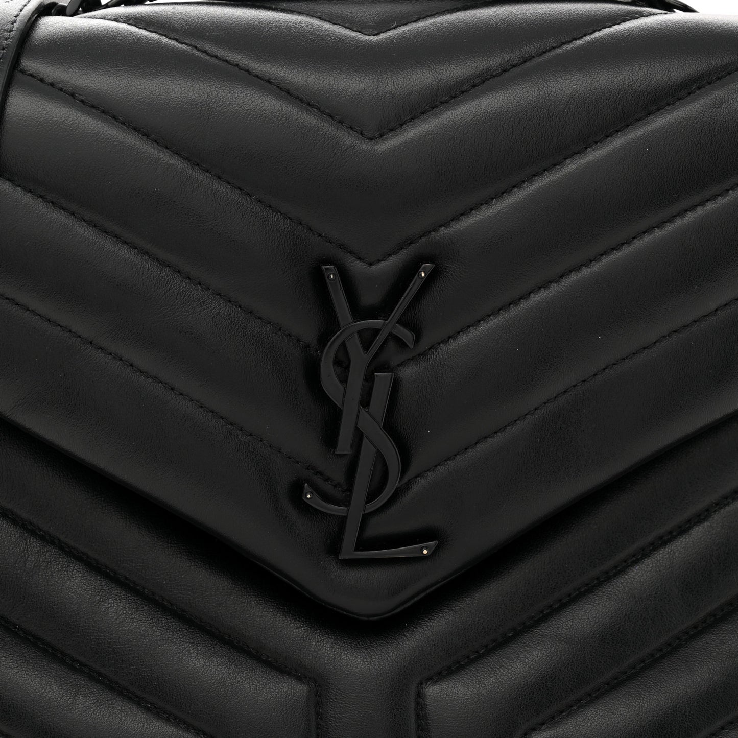 Calfskin Y Quilted Monogram Monochrome Medium Loulou Chain Satchel Black