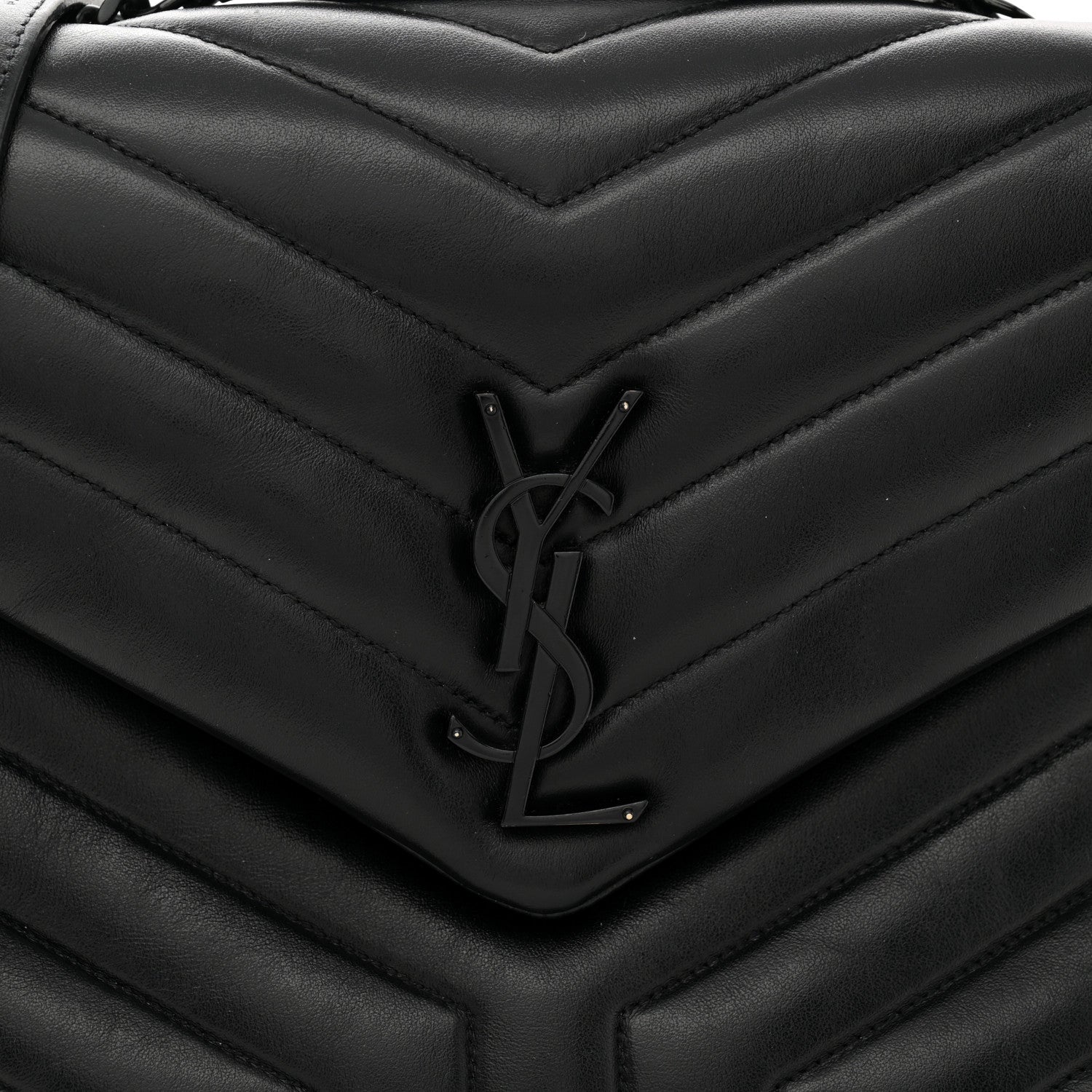 Saint Laurent Calfskin Y Quilted Monogram Monochrome Medium Loulou Chain Satchel Black 8 of 13