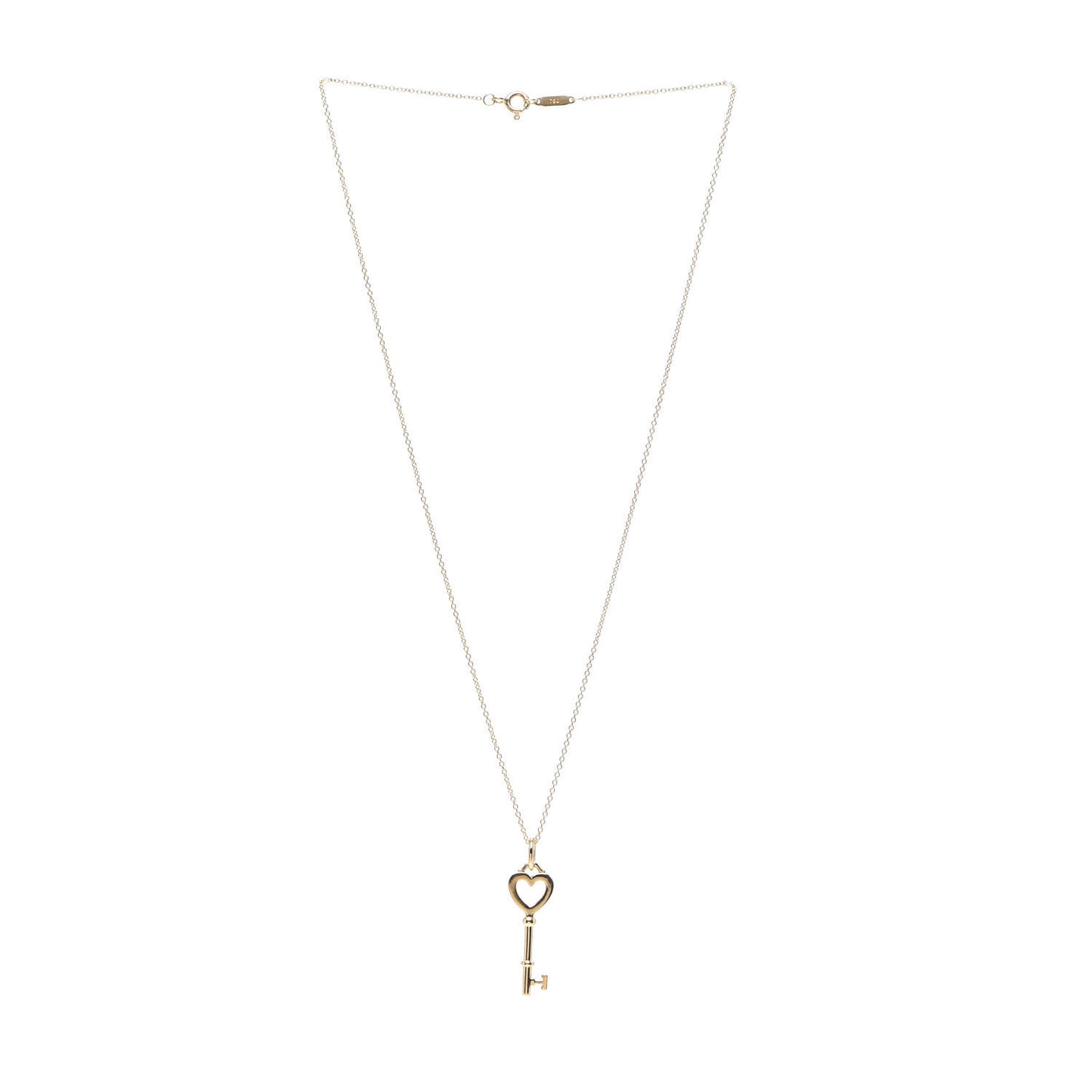 18K Yellow Gold Mini Heart Key Pendant Necklace