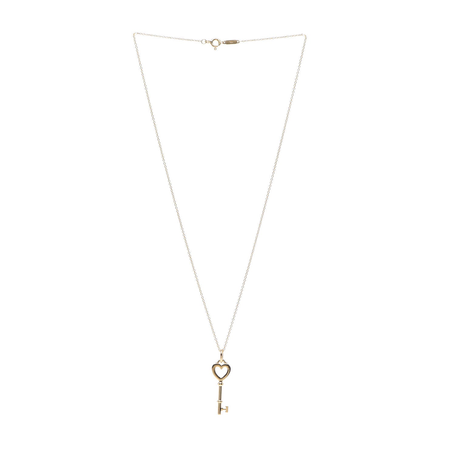 Tiffany 18K Yellow Gold Mini Heart Key Pendant Necklace 3 of 6