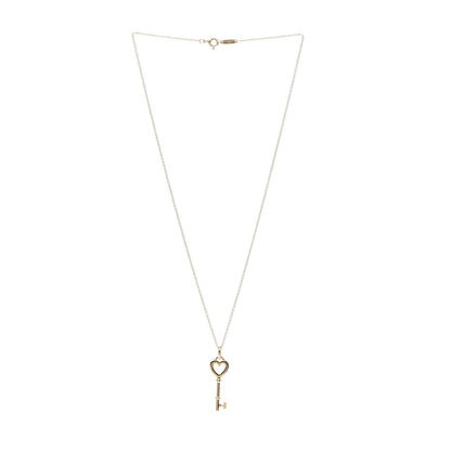 Tiffany 18K Yellow Gold Mini Heart Key Pendant Necklace 3 of 6