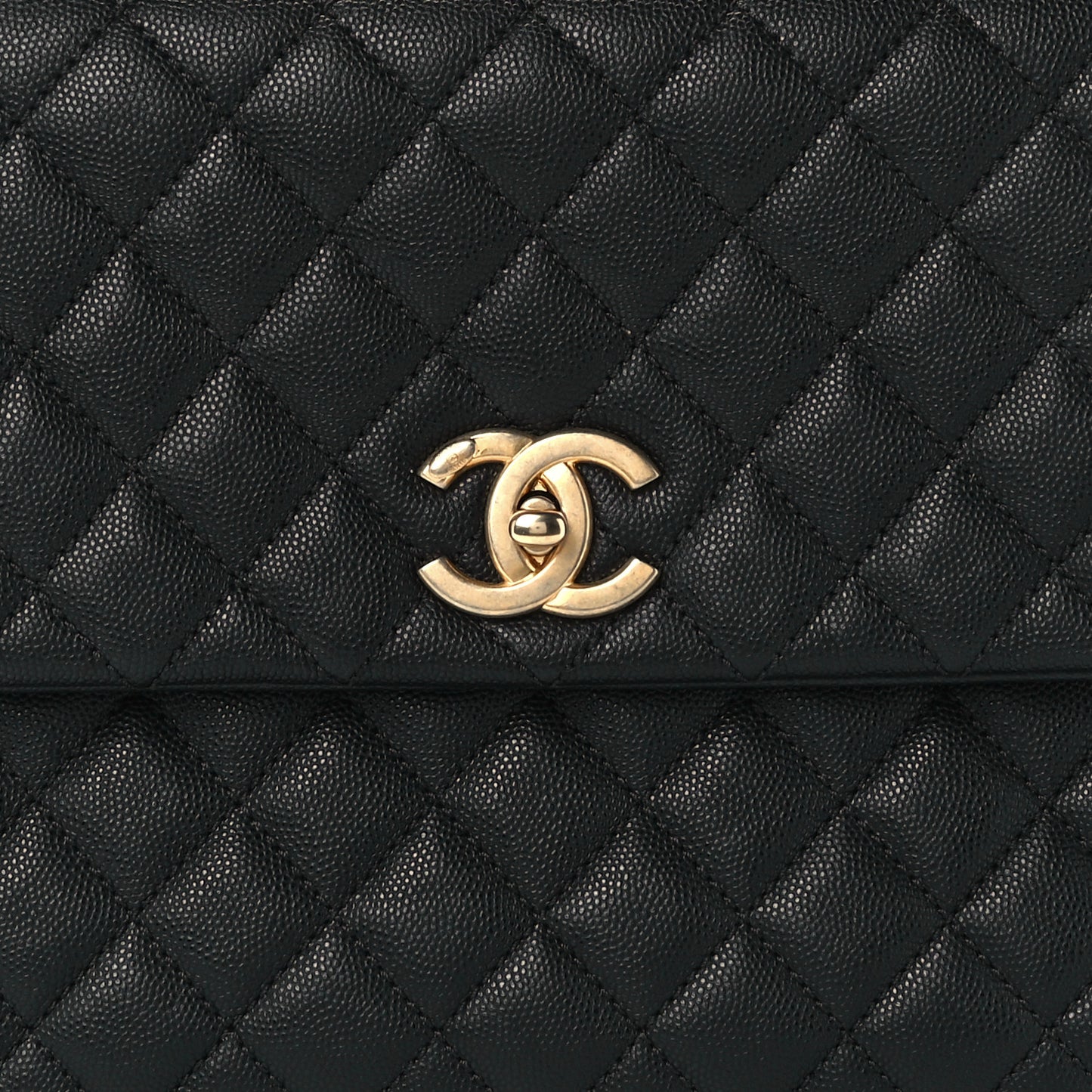 Caviar Quilted Medium Coco Handle Flap Black