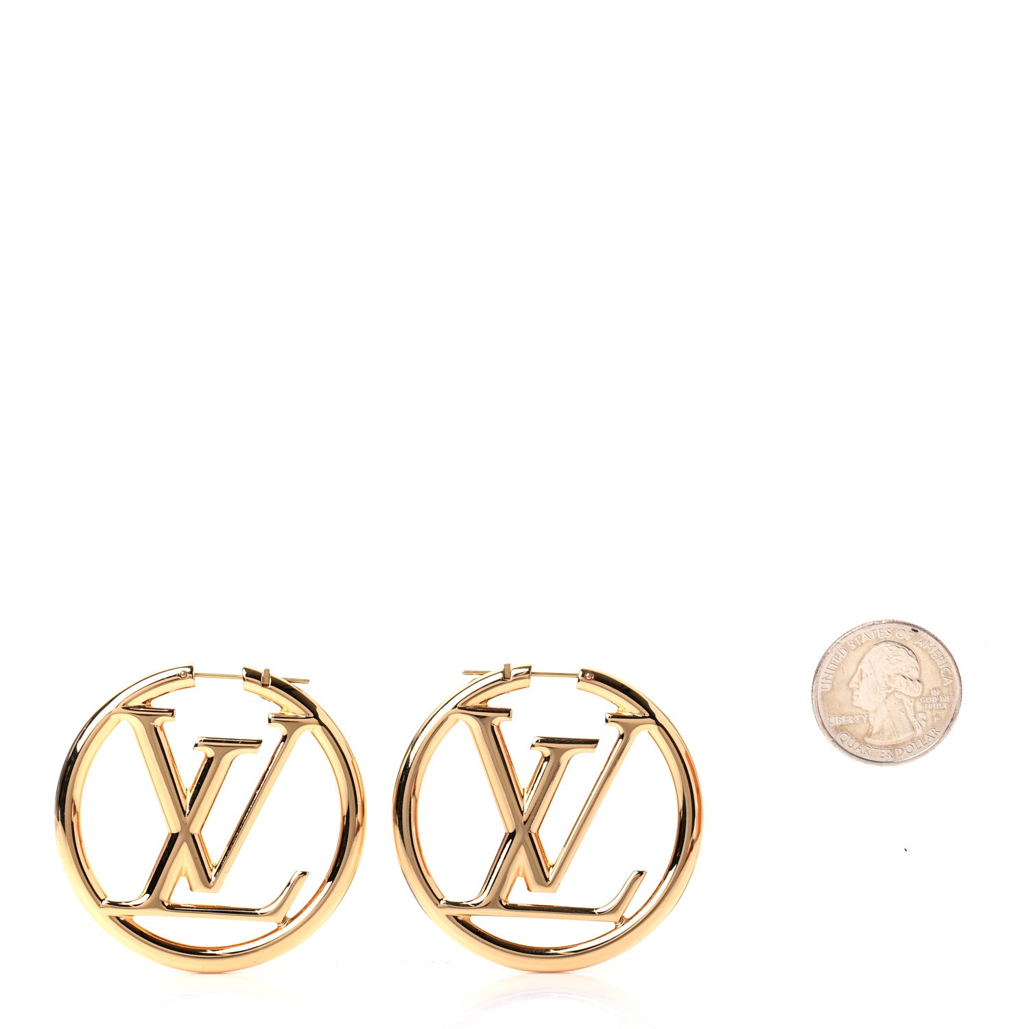 Louis Vuitton Metal Louise Hoop Earrings Gold 2 of 5