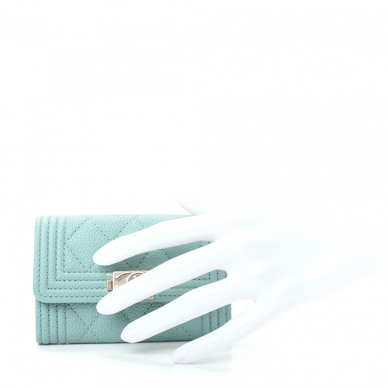 Chanel Caviar Quilted Boy Flap Card Holder Light Blue 2 of 9