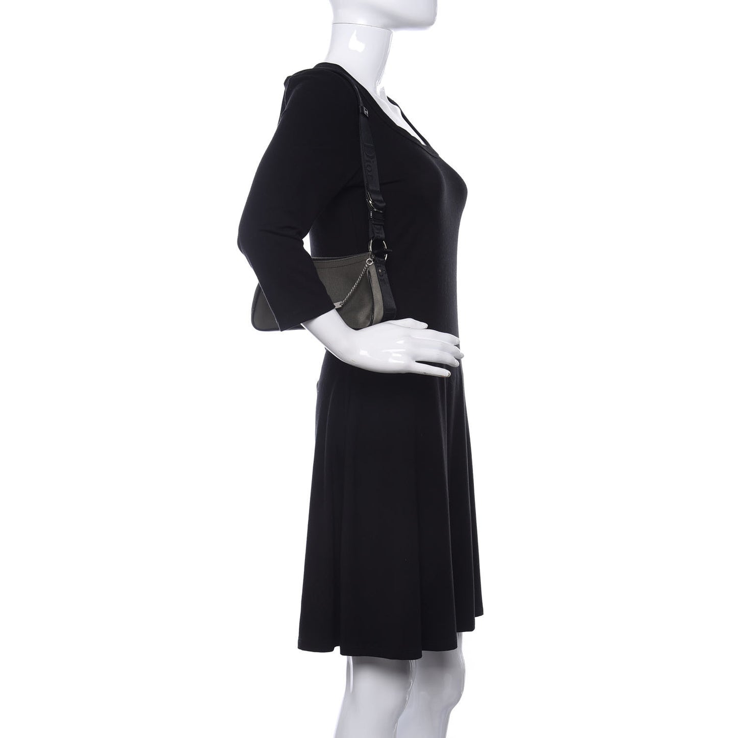 Silk Jersey Crystal Hardcore Shoulder Bag Grey Black