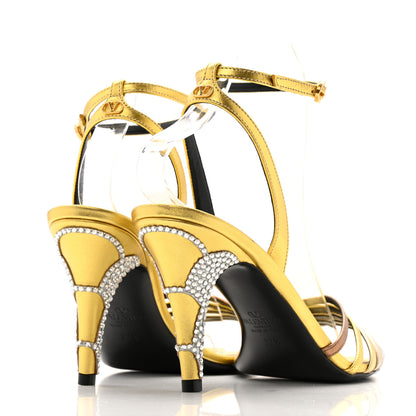 Valentino Garavani Laminated Nappa Crystal Ladycrush 85mm Sandals 37.5 Multicolor Silver 5 of 11