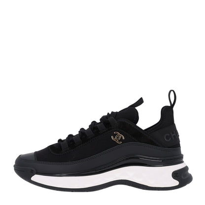 Chanel Velvet Calfskin Mixed Fibers CC Sneakers 36.5 Black 1 of 11