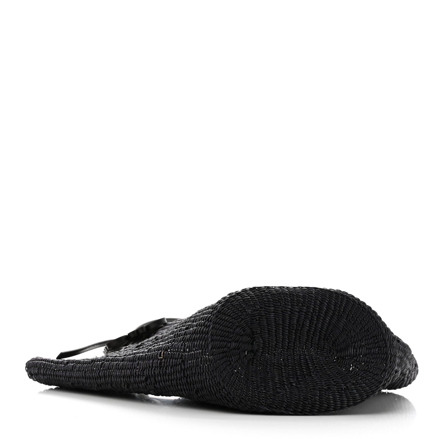 Calfskin Raffia Small Anagram Basket Tote Bag Black