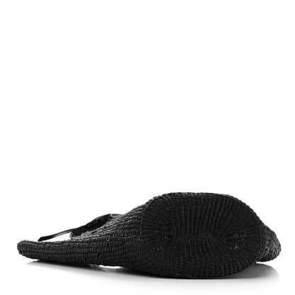 Loewe Calfskin Raffia Small Anagram Basket Tote Bag Black 4 of 8