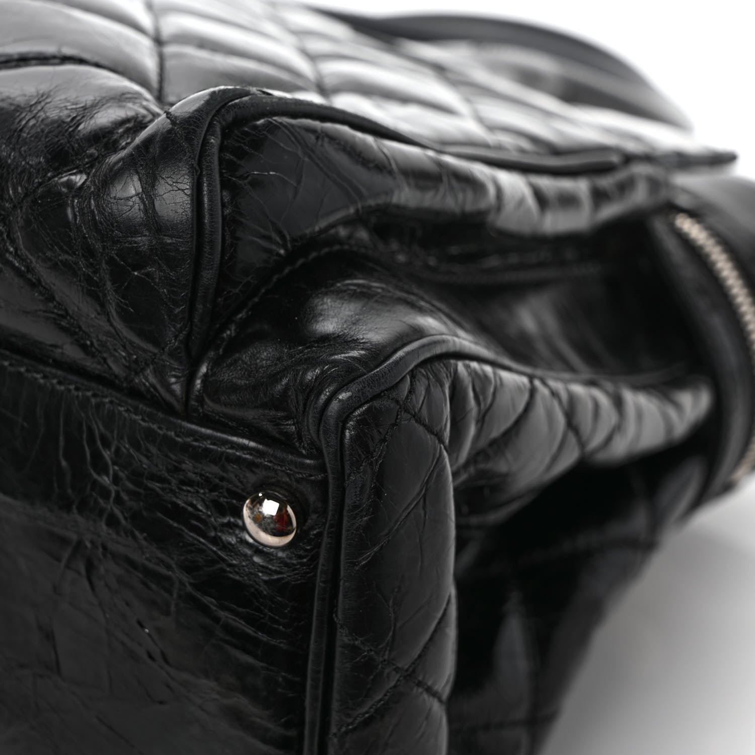 Chanel Glazed Calfskin Quilted Large New Portobello Tote Black 11 of 11