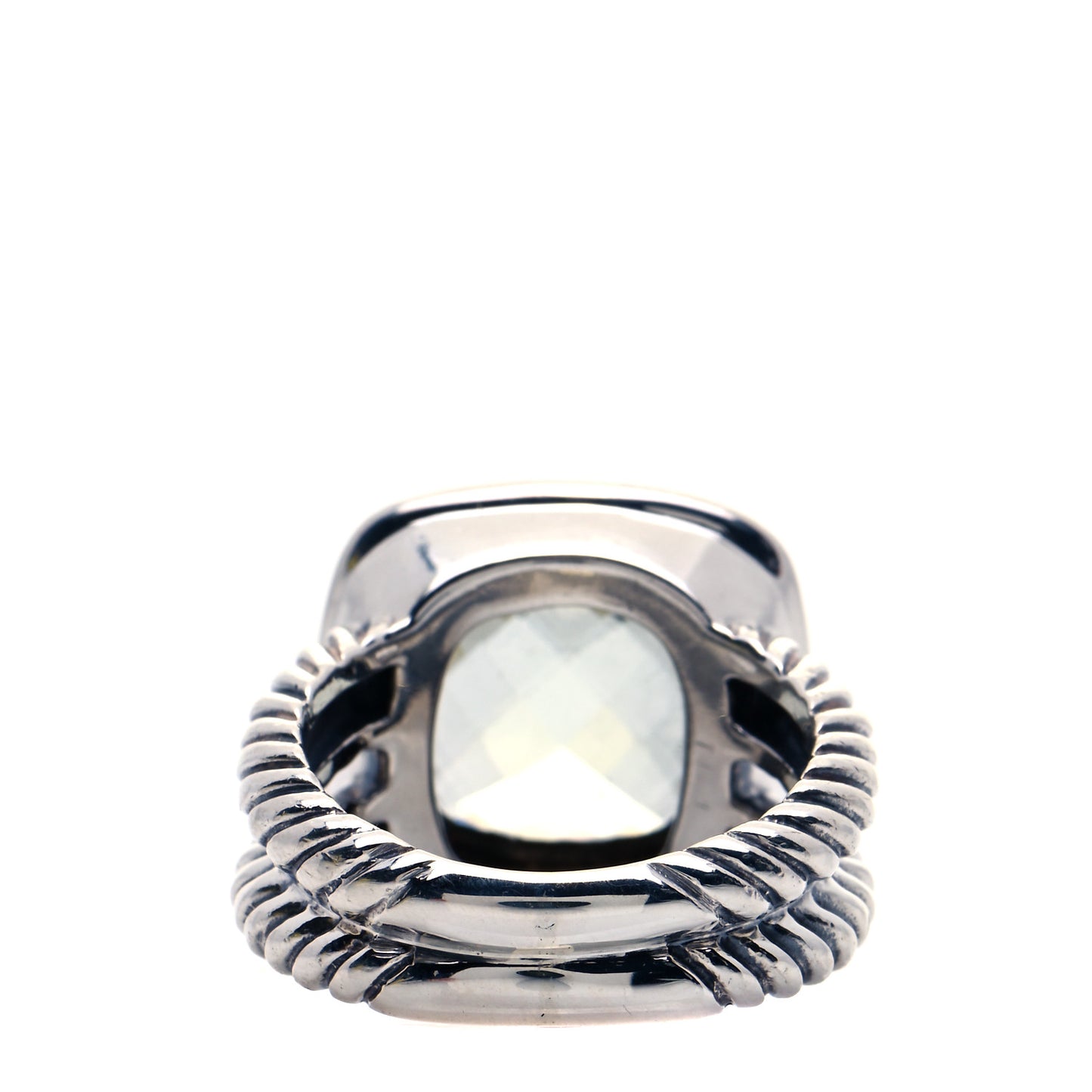 Sterling Silver Diamond Prasiolite 11mm Albion Ring 49 4.75