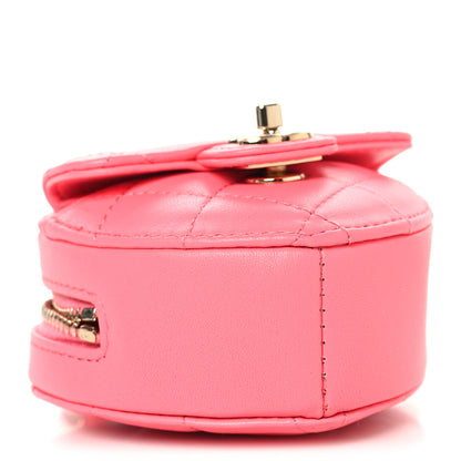Chanel Lambskin Quilted CC In Love Heart Coin Purse With Chain  Pink 3 of 9
