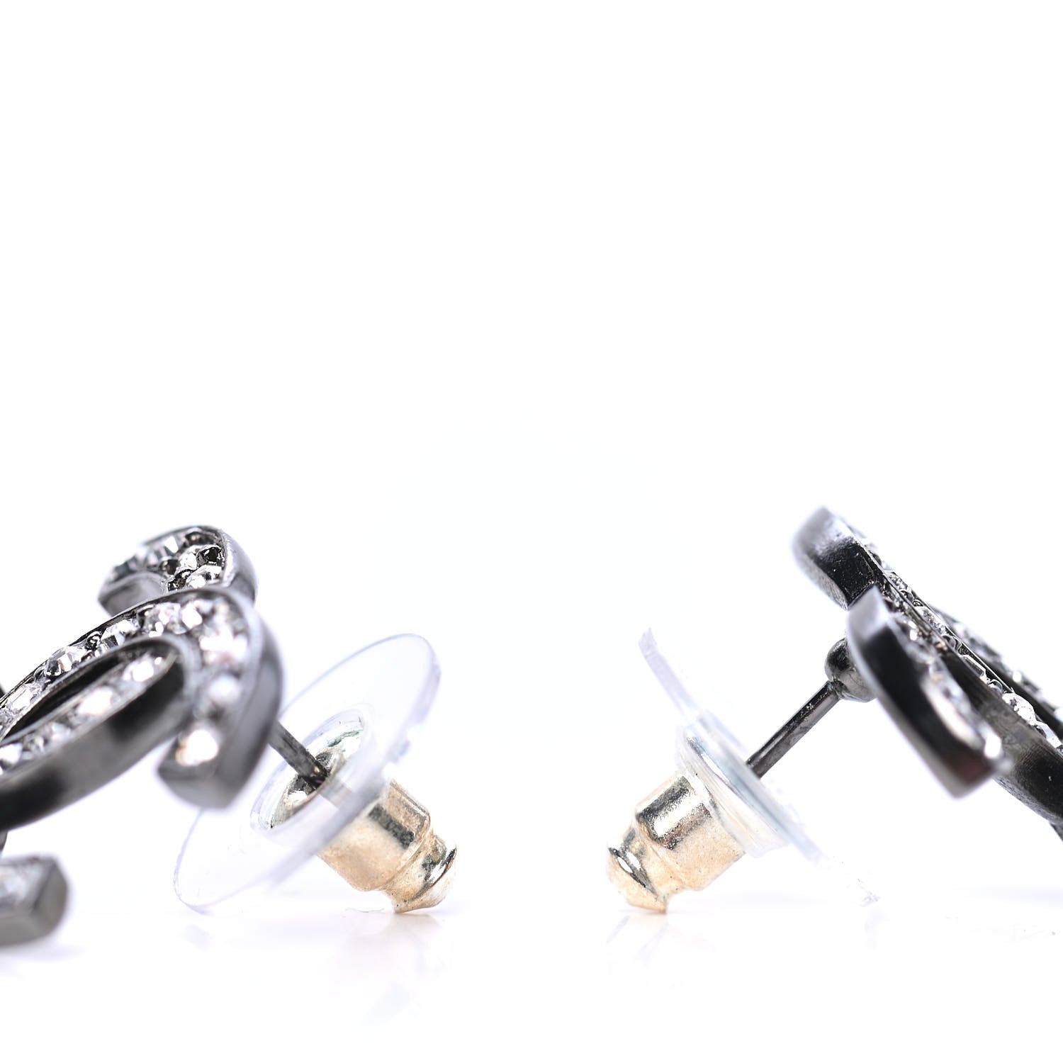 Chanel Ruthenium Crystal Pearl CC Drop Earrings 3 of 4