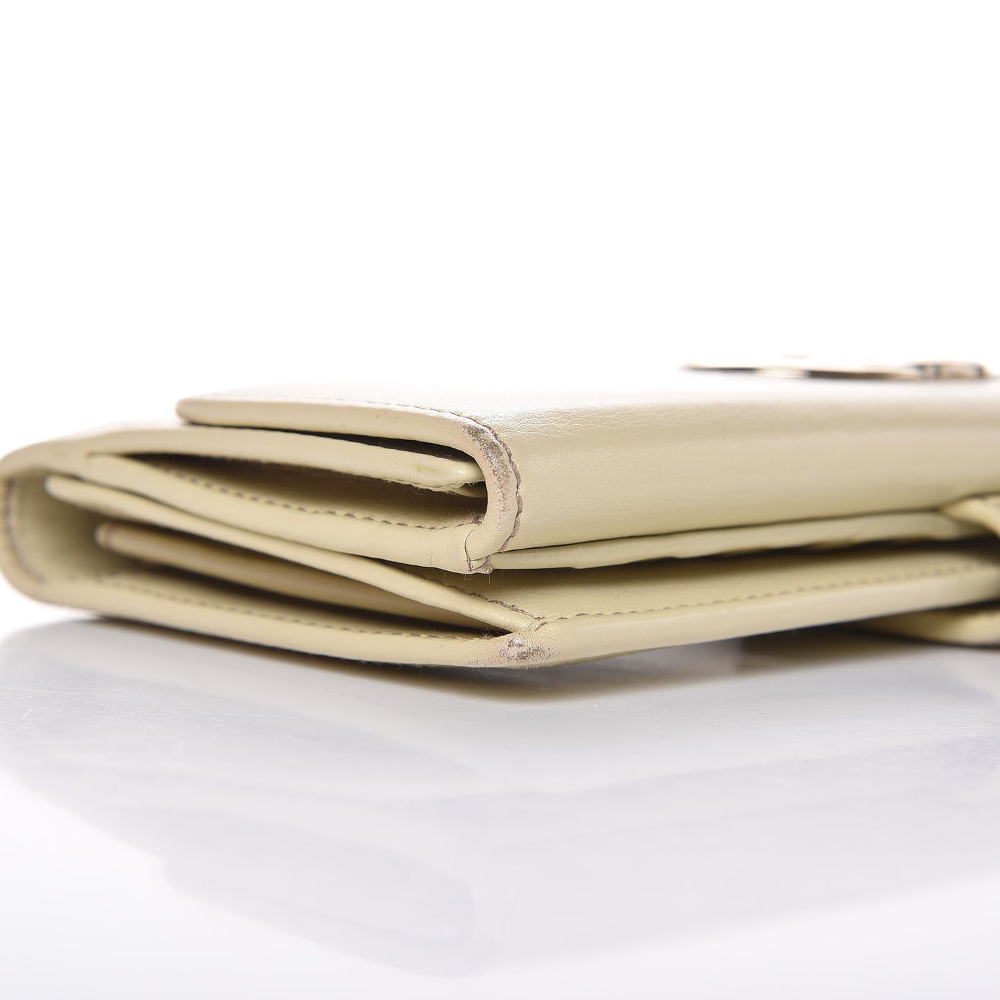 Calfskin Suede Britt Continental Flap Wallet Ivory