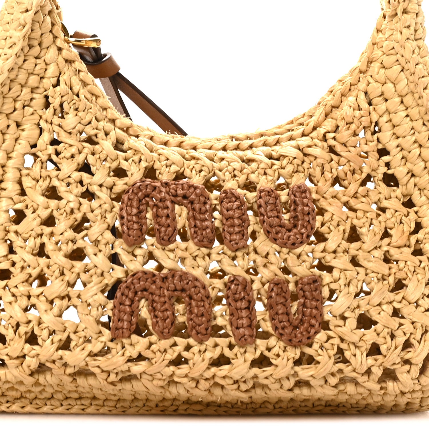 Miu Miu Fabric Crochet Wander Hobo Beige Khaki 6 of 8