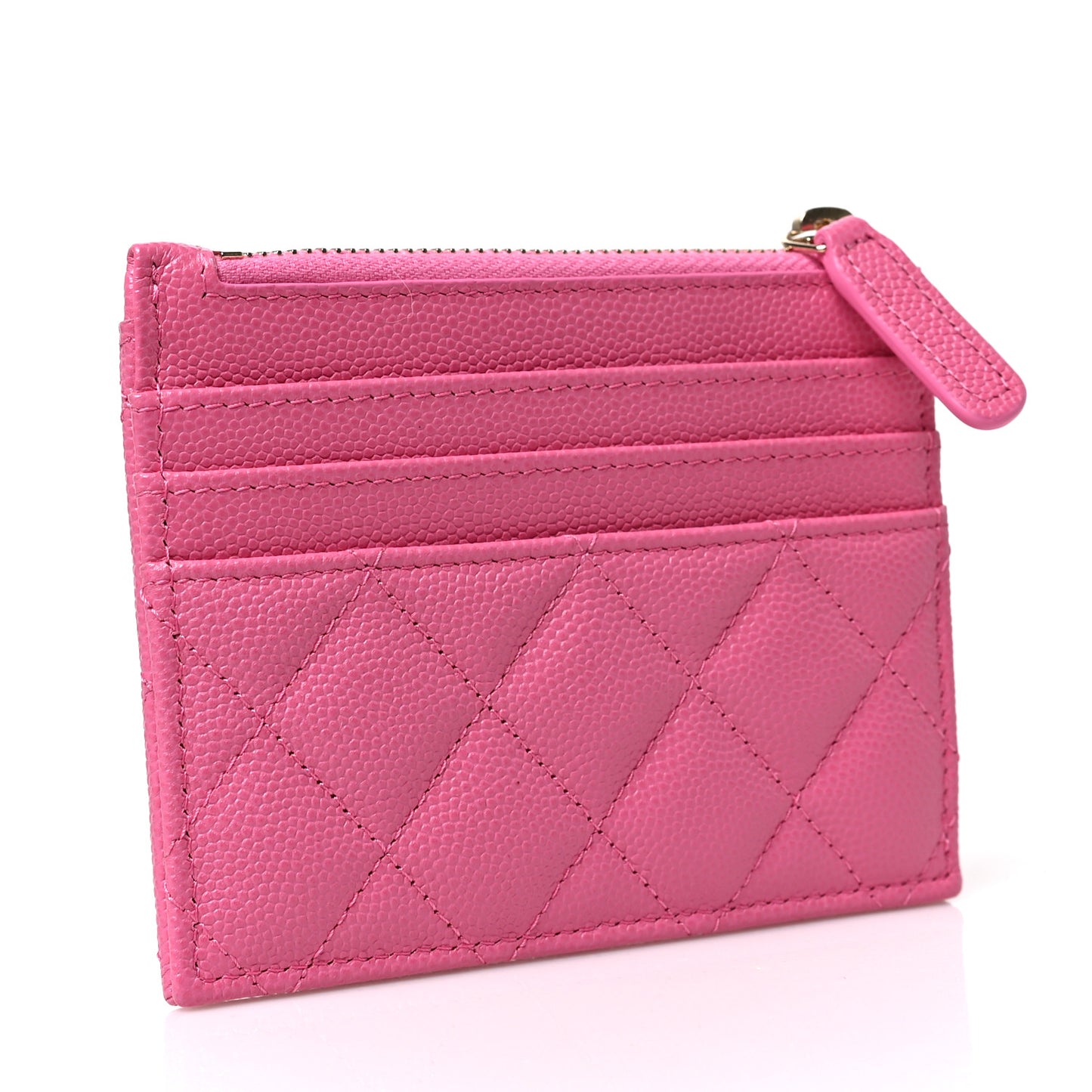 Caviar Quilted CC Zip Card Holder Pink