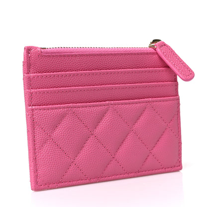 Chanel Caviar Quilted CC Zip Card Holder Pink 3 of 7