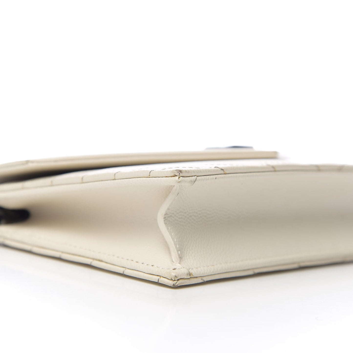 Grain De Poudre Matelasse Chevron Monogram Envelope Chain Wallet Dove White