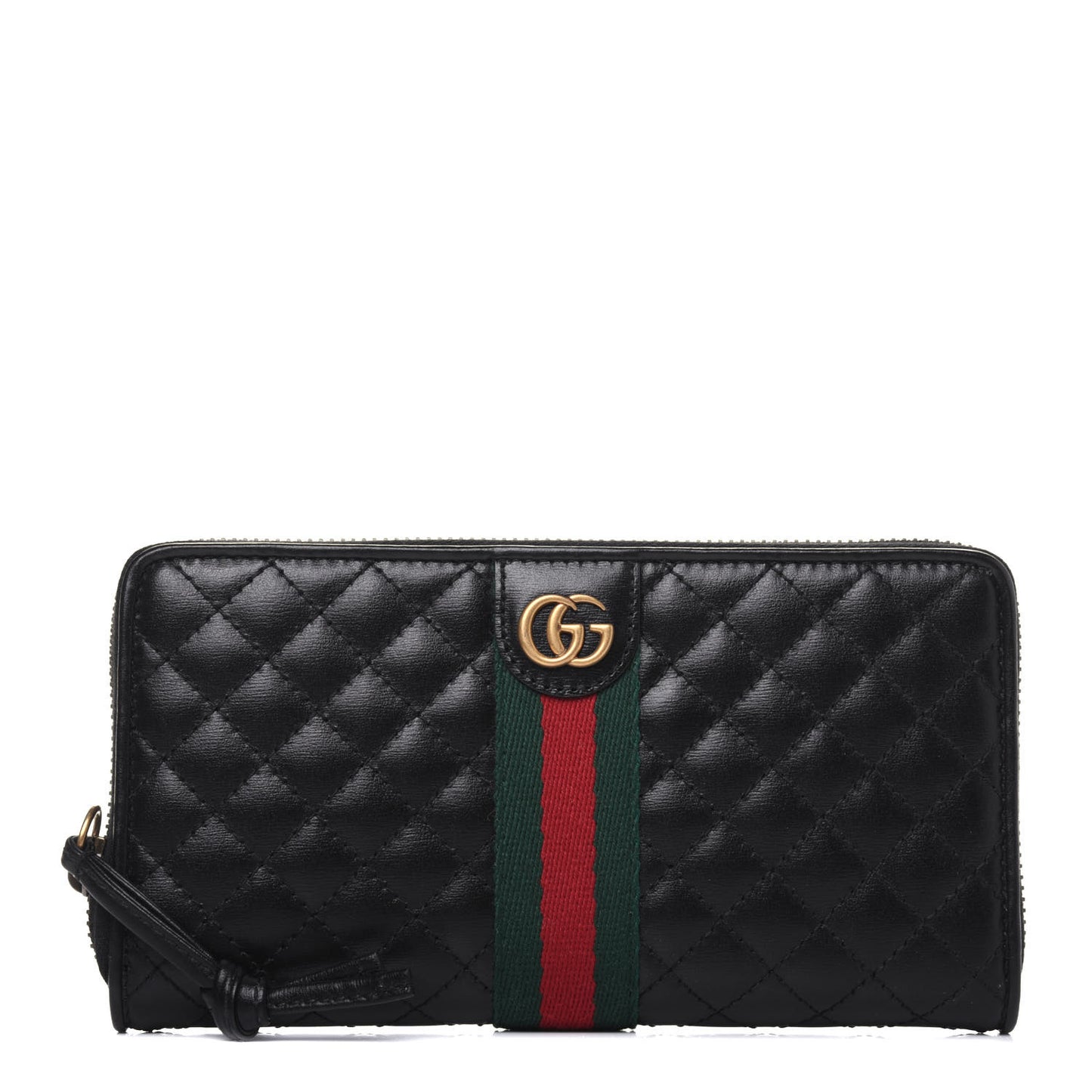 Calfskin Web Trapuntata GG Zip Around Wallet Black