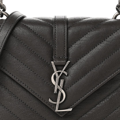 Saint Laurent Sheepskin Matelasse Chevron Monogram College Chain Wallet Coal 8 of 11