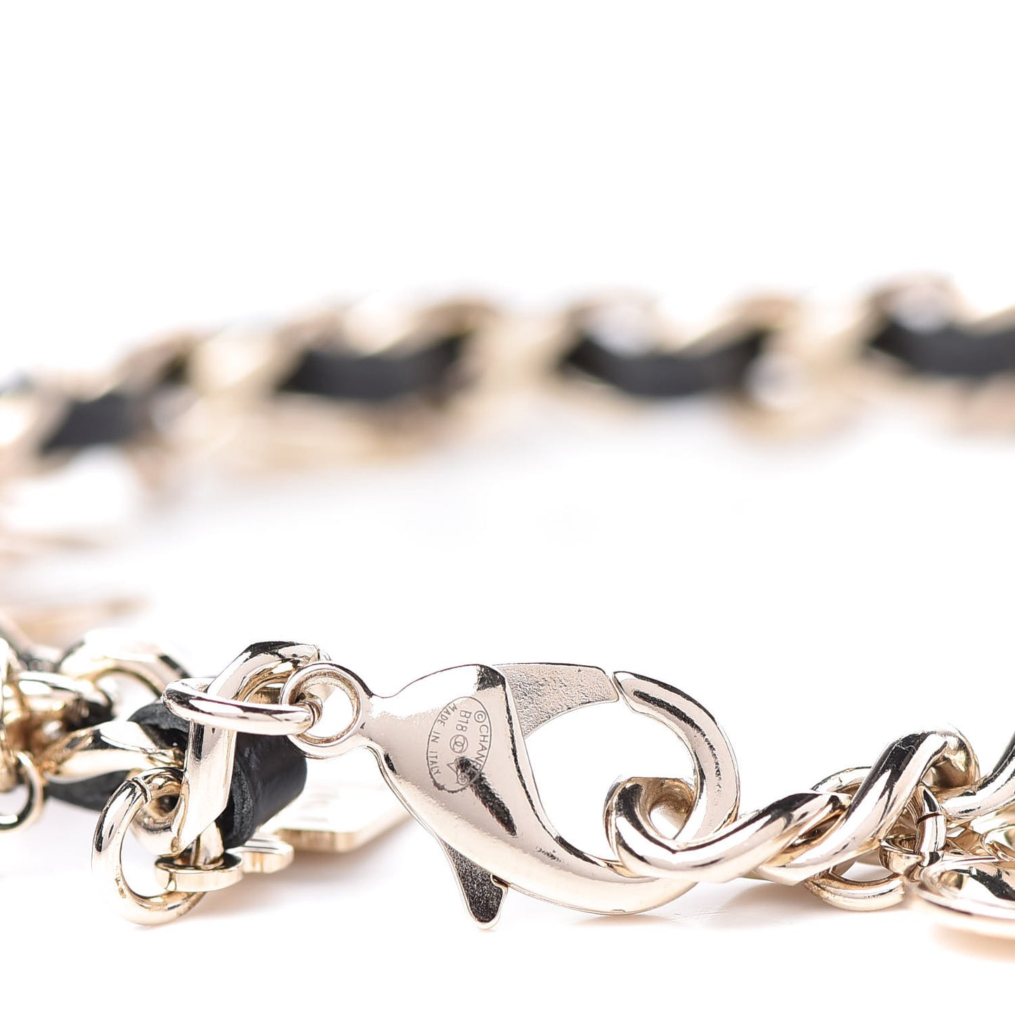 Lambskin Crystal CC Logo Charming Bracelet Gold Black