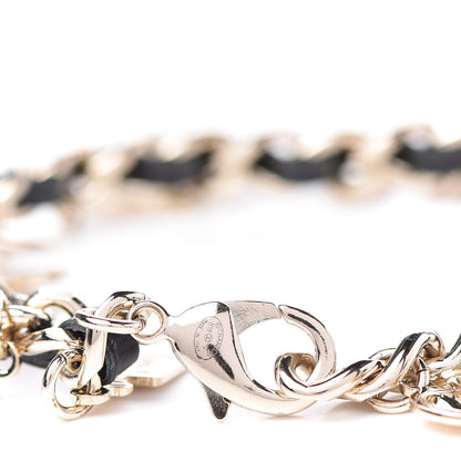 Chanel Lambskin Crystal CC Logo Charming Bracelet Gold Black 4 of 5