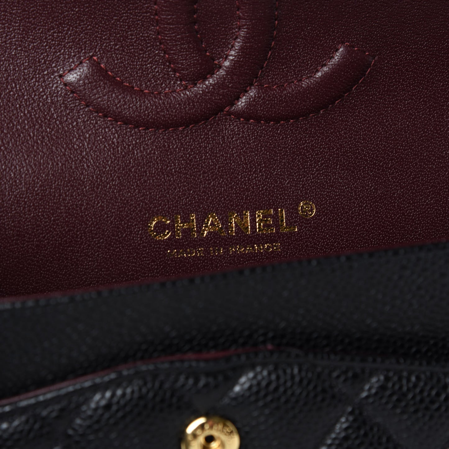 Caviar Quilted Medium Double Flap Black
