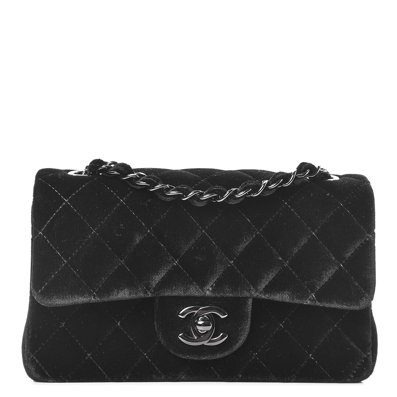 Chanel Velvet Quilted Mini Rectangular Flap So Black 1 of 8