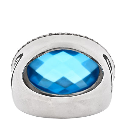 David Yurman Sterling Silver Diamond Blue Topaz 18mm Signature Oval Ring 52 6 3 of 4