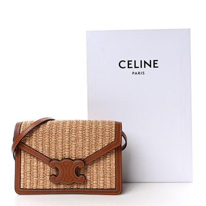 Celine Raffia Calfskin Triomphe Wallet on Strap Natural Tan 9 of 9