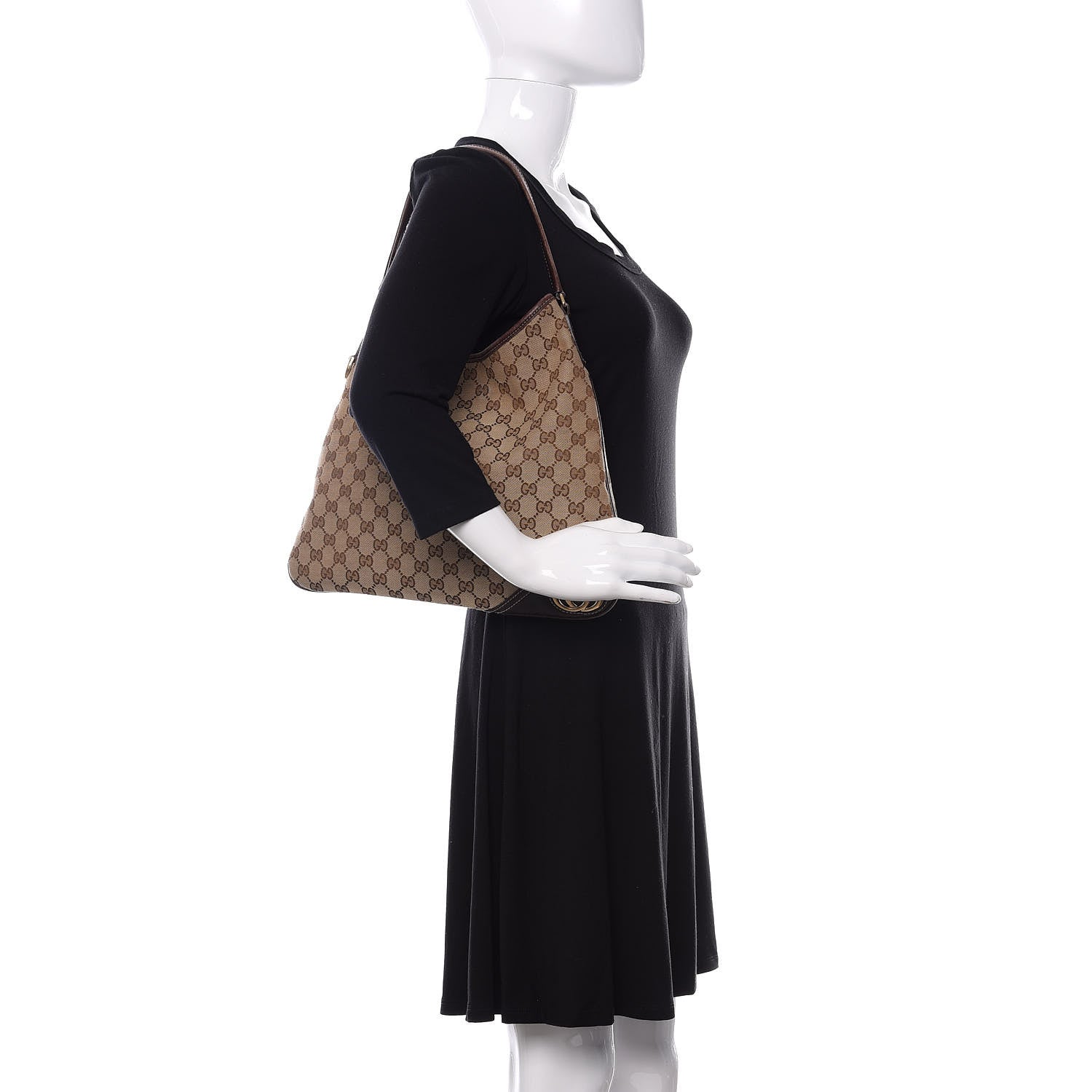 Gucci Monogram Medium New Britt Hobo Dark Brown 2 of 17